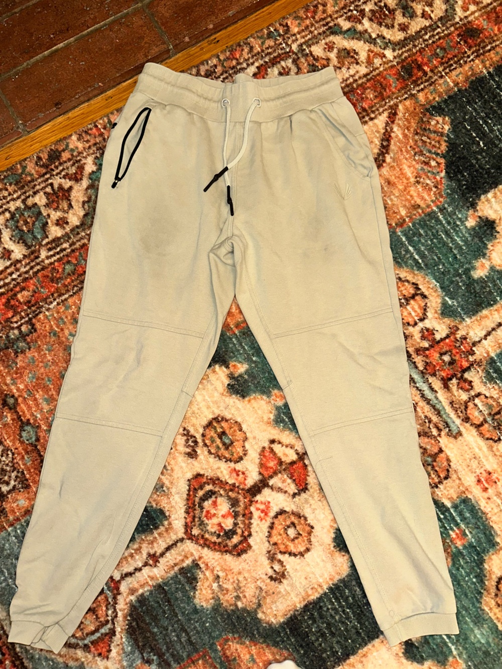 ASRV Men's Light Beige Jogger Sweatpants with Drawstring